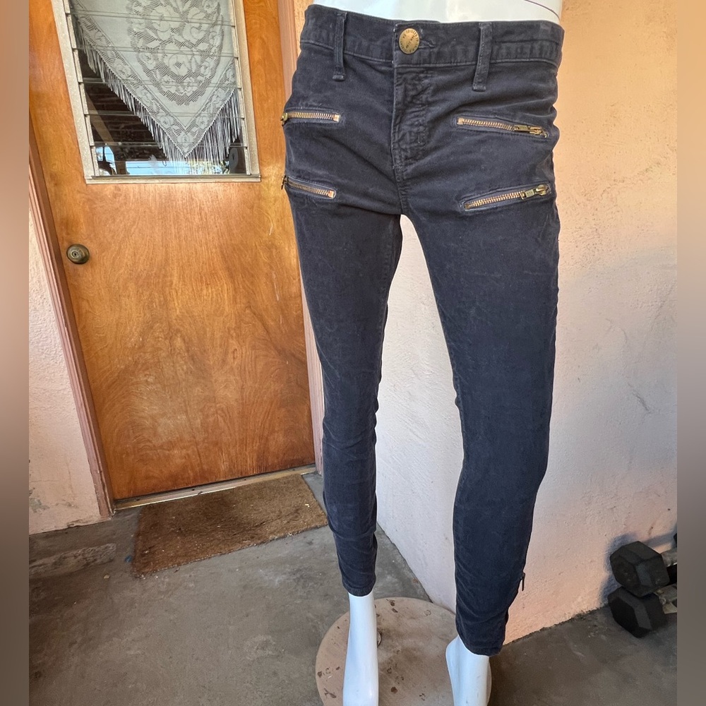 Current Elliott Dark Grey low waist corduroy skinny pants 27